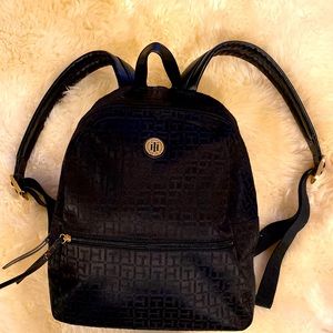 Tommy Hilfiger Black Backpack. Great for daily use or travel.